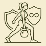Mujer realizando entrenamiento de fuerza con pesa rusa para el metabolismo en la menopausia.